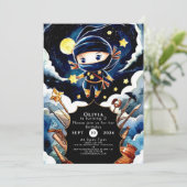 Kleurrijke bewerkbare Ninja Verjaardag Kaart (Staand voorkant)