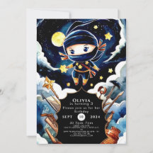 Kleurrijke bewerkbare Ninja Verjaardag