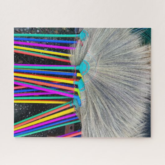 Kleurrijke bezems legpuzzel (Horizontaal)