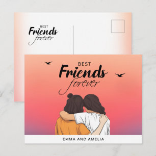 Kleurrijke BFF Sunset Briefkaart met Quote & Naam