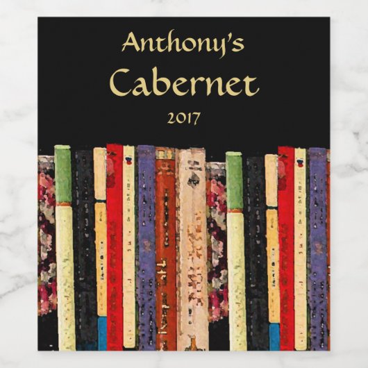 Kleurrijke Bibliotheekboeken Abstract Wijnlabel Wijn Etiket (Enkel label)