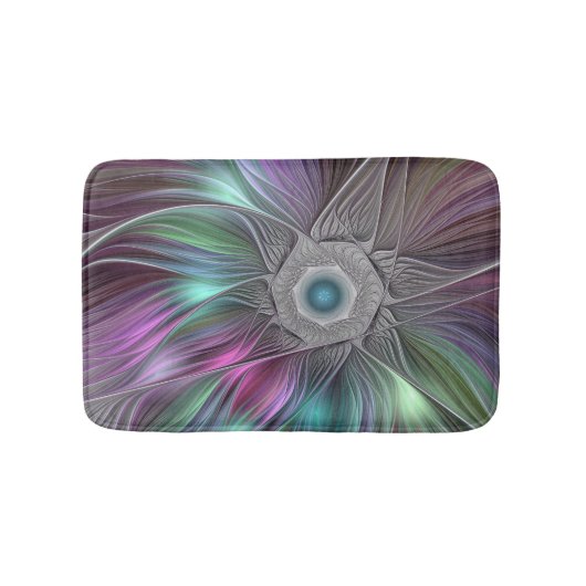Kleurrijke Big Flower Abstract Trippy Fractal Art Badmat (Voorkant)