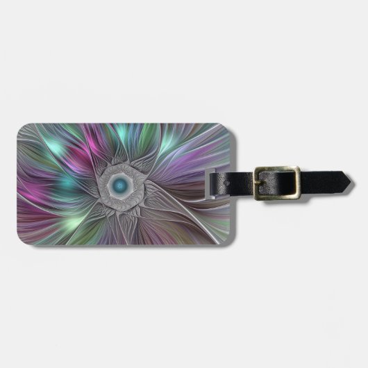 Kleurrijke Big Flower Abstract Trippy Fractal Art Bagagelabel (Voorkant horizontaal)