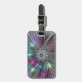 Kleurrijke Big Flower Abstract Trippy Fractal Art Bagagelabel (Voorkant verticaal)