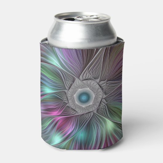 Kleurrijke Big Flower Abstract Trippy Fractal Art Blikjeskoeler (Blikje Voorkant)