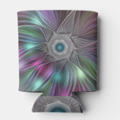 Kleurrijke Big Flower Abstract Trippy Fractal Art Blikjeskoeler (Achterkant)