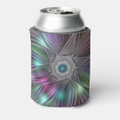Kleurrijke Big Flower Abstract Trippy Fractal Art Blikjeskoeler (Blikje Achterkant)