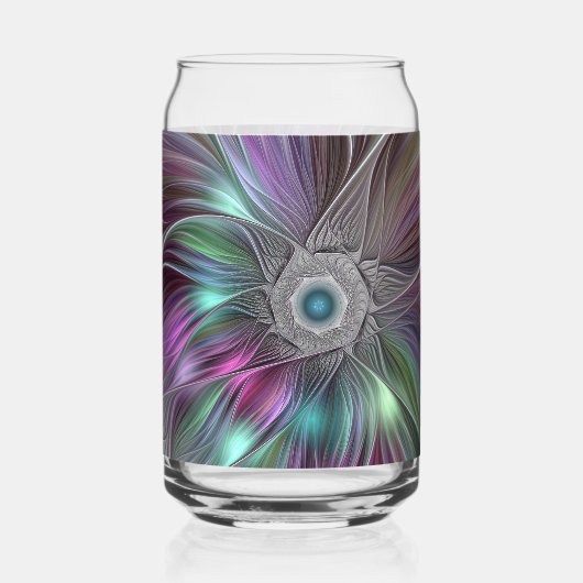 Kleurrijke Big Flower Abstract Trippy Fractal Art Blikvorm Glas (Voorkant)