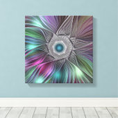 Kleurrijke Big Flower Abstract Trippy Fractal Art Canvas Afdruk (Insitu (Houten vloer))