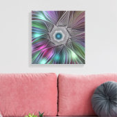 Kleurrijke Big Flower Abstract Trippy Fractal Art Canvas Afdruk (Insitu (Woonkamer))