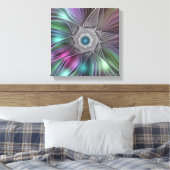 Kleurrijke Big Flower Abstract Trippy Fractal Art Canvas Afdruk (Insitu (Slaapkamer))