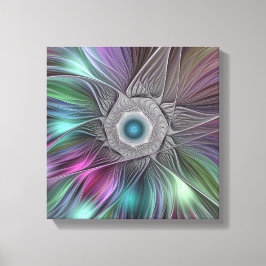 Kleurrijke Big Flower Abstract Trippy Fractal Art Canvas Afdruk