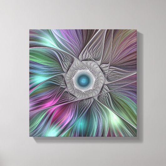 Kleurrijke Big Flower Abstract Trippy Fractal Art Canvas Afdruk (Voorkant)
