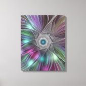 Kleurrijke Big Flower Abstract Trippy Fractal Art Canvas Afdruk (Voorkant)