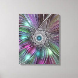 Kleurrijke Big Flower Abstract Trippy Fractal Art Canvas Afdruk