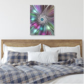 Kleurrijke Big Flower Abstract Trippy Fractal Art Canvas Afdruk (Insitu (Slaapkamer))
