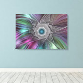 Kleurrijke Big Flower Abstract Trippy Fractal Art Canvas Afdruk (Insitu (Houten vloer))