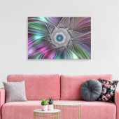 Kleurrijke Big Flower Abstract Trippy Fractal Art Canvas Afdruk (Insitu (Woonkamer))