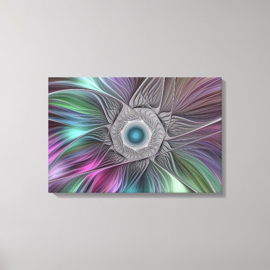 Kleurrijke Big Flower Abstract Trippy Fractal Art Canvas Afdruk (Voorkant)