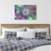 Kleurrijke Big Flower Abstract Trippy Fractal Art Canvas Afdruk (Insitu (Slaapkamer))