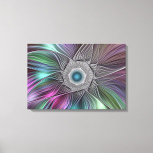 Kleurrijke Big Flower Abstract Trippy Fractal Art Canvas Afdruk