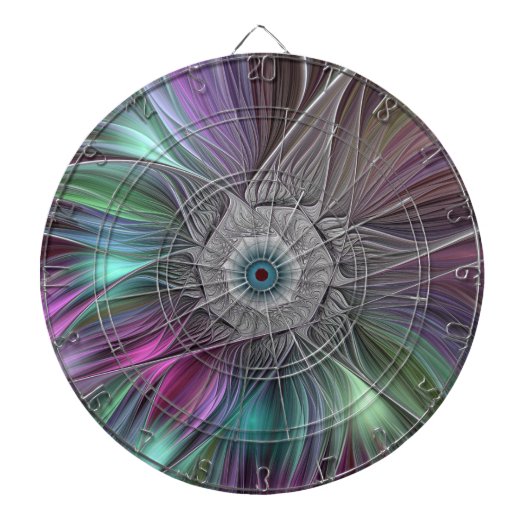 Kleurrijke Big Flower Abstract Trippy Fractal Art Dartbord (Voorkant)