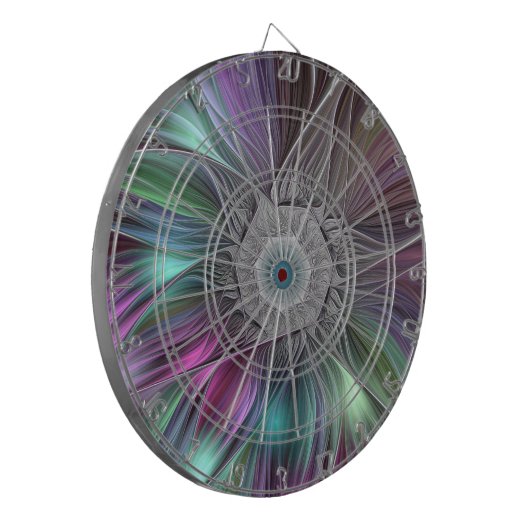Kleurrijke Big Flower Abstract Trippy Fractal Art Dartbord (Voorkant Links)