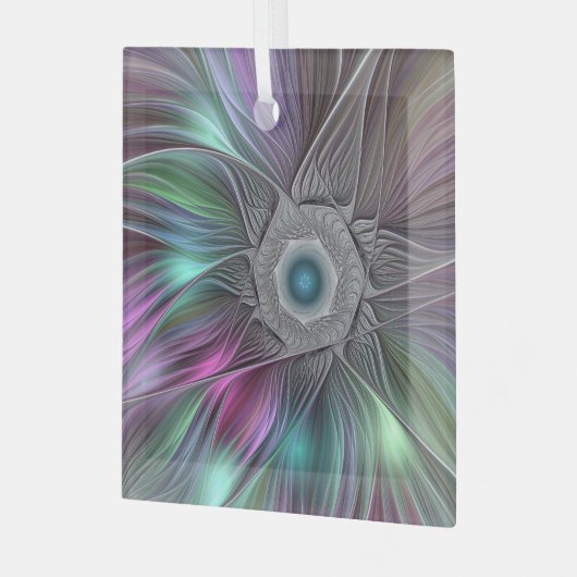 Kleurrijke Big Flower Abstract Trippy Fractal Art Glas Ornament (Voorkant links)