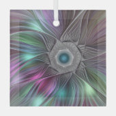 Kleurrijke Big Flower Abstract Trippy Fractal Art Glas Ornament (Voorkant)