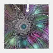 Kleurrijke Big Flower Abstract Trippy Fractal Art Glas Ornament (Achterkant)