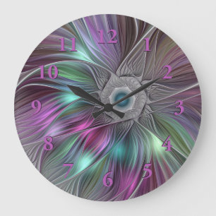 Kleurrijke Big Flower Abstract Trippy Fractal Art Grote Klok