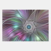 Kleurrijke Big Flower Abstract Trippy Fractal Art Inpakpapier Vel (Voorkant 2)