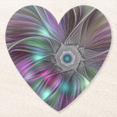 Kleurrijke Big Flower Abstract Trippy Fractal Art Kartonnen Onderzetters (Voorkant)