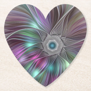 Kleurrijke Big Flower Abstract Trippy Fractal Art Kartonnen Onderzetters