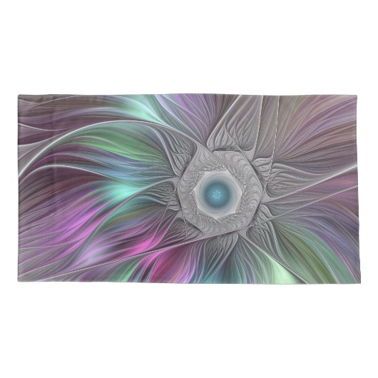 Kleurrijke Big Flower Abstract Trippy Fractal Art Kussensloop (Achterkant)
