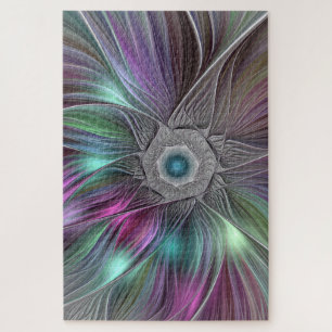 Kleurrijke Big Flower Abstract Trippy Fractal Art Legpuzzel