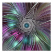 Kleurrijke Big Flower Abstract Trippy Fractal Art Perfect Poster (Voorkant)