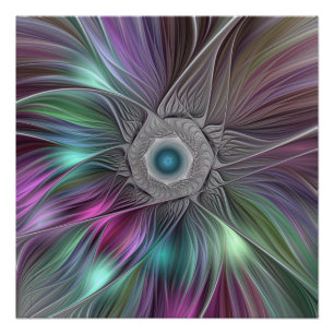 Kleurrijke Big Flower Abstract Trippy Fractal Art Perfect Poster