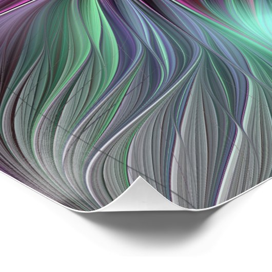 Kleurrijke Big Flower Abstract Trippy Fractal Art Perfect Poster (Hoek)