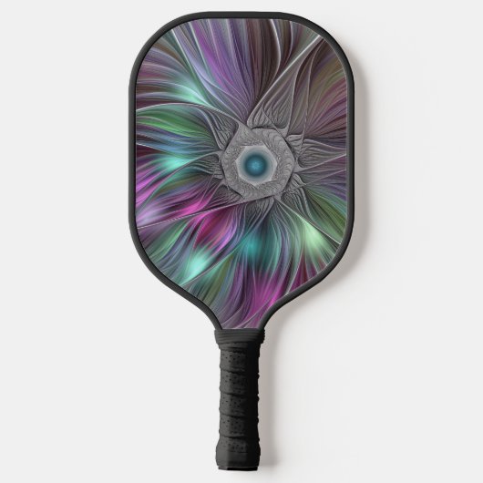 Kleurrijke Big Flower Abstract Trippy Fractal Art Pickleball Paddle (Achterkant)