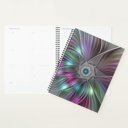 Kleurrijke Big Flower Abstract Trippy Fractal Art Planner (Display)