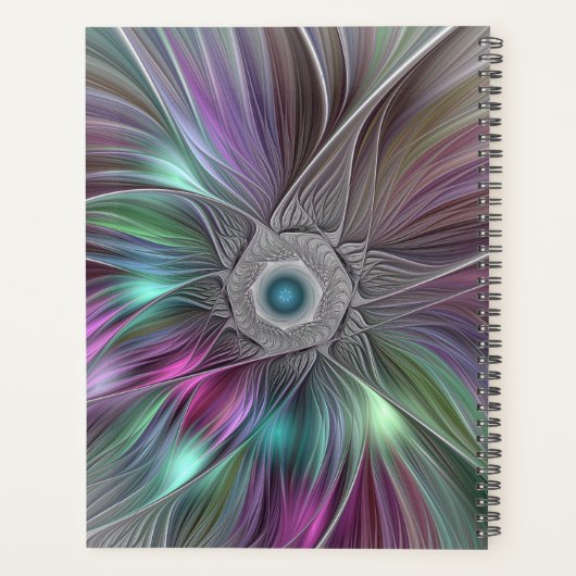 Kleurrijke Big Flower Abstract Trippy Fractal Art Planner (Achterkant)