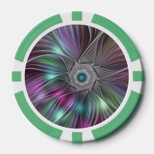 Kleurrijke Big Flower Abstract Trippy Fractal Art Poker Chips (Voorkant)