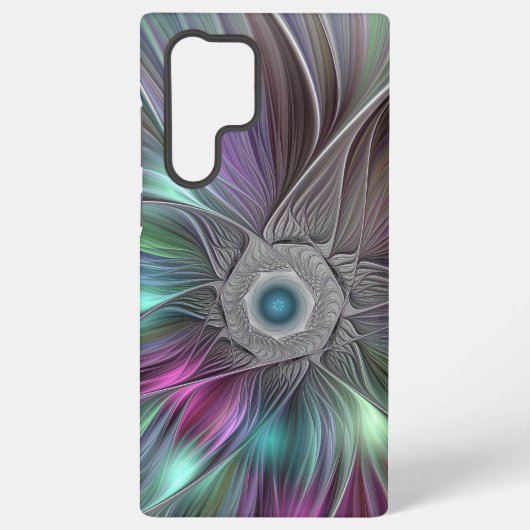 Kleurrijke Big Flower Abstract Trippy Fractal Art Samsung Galaxy Hoesje (Achterkant)