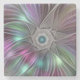 Kleurrijke Big Flower Abstract Trippy Fractal Art Stenen Onderzetter