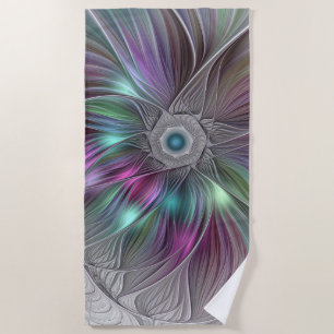 Kleurrijke Big Flower Abstract Trippy Fractal Art Strandlaken