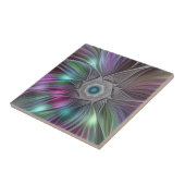Kleurrijke Big Flower Abstract Trippy Fractal Art Tegeltje (Zijkant)