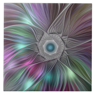 Kleurrijke Big Flower Abstract Trippy Fractal Art Tegeltje