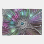 Kleurrijke Big Flower Abstract Trippy Fractal Art Theedoek (Horizontaal)