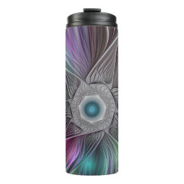 Kleurrijke Big Flower Abstract Trippy Fractal Art Thermosbeker